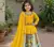 Kediya Style Foux Georgette Embroidery And Digital Printed Yellow Readymade Lehenga Choli
