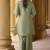 Women's green embroidered roman silk co-ord set