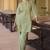 Women's green embroidered roman silk co-ord set