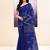 Women's blue embellished cotton blend jamdani saree