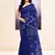 Women's blue embellished cotton blend jamdani saree
