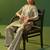 Grey roman silk embroidered a-line co-ord set