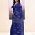 Women's blue embellished cotton blend jamdani saree
