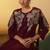 Women's maroon embroidered flared roman silk co-ord set