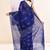 Women's blue embellished cotton blend jamdani saree