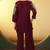 Women's maroon embroidered flared roman silk co-ord set