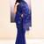 Women's blue embellished cotton blend jamdani saree