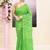 Women's green embellished cotton blend jamdani saree