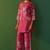 Bright pink roman silk embroidered a-line co-ord set
