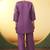 Women's purple embroidered flared roman silk co-ord set