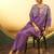 Women's purple embroidered flared roman silk co-ord set