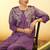 Women's purple embroidered flared roman silk co-ord set