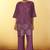Women's dusty pink embroidered flared roman silk co-ord set