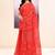 Women's red embellished cotton blend jamdani saree