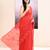 Women's red embellished cotton blend jamdani saree