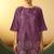 Women's dusty pink embroidered flared roman silk co-ord set