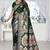  Bottle Green Banarasi Satin silk blend Saree with Silver Zari & Thread Work | Wedding & Festive Wear