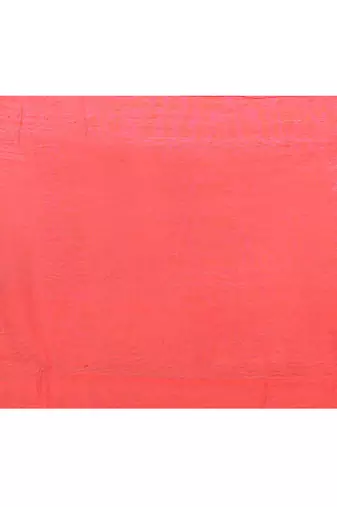 Women's red embellished cotton blend jamdani saree