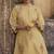 Women's yellow embroidered roman silk co-ord set