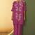 Women's light pink embroidered flared roman silk co-ord set