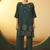 Women's green embroidered flared roman silk co-ord set