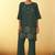 Women's green embroidered flared roman silk co-ord set
