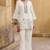 Women's off white embroidered roman silk top with mal cotton lined ethnic co-ord set
