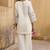 Women's off white embroidered roman silk top with mal cotton lined ethnic co-ord set