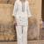 Women's off white embroidered roman silk top with mal cotton lined ethnic co-ord set