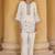 Women's off white embroidered roman silk top with mal cotton lined ethnic co-ord set
