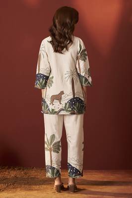 Off white pure cotton printed co-ord set for women 2