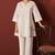 Off white pure cotton embroidered co-ord set for women