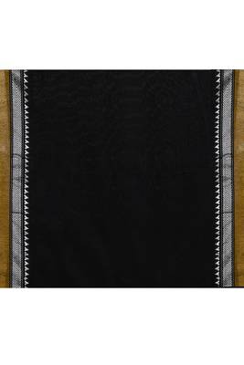 Women's black embellished cotton blend jamdani saree 5