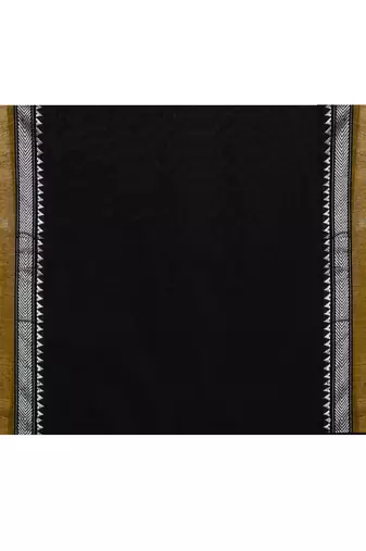 Women's black embellished cotton blend jamdani saree