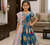 Sky Blue Digital Print Gown With Embroidered Sequins 