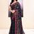 Women's navy blue embellished cotton blend jamdani saree