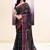 Women's navy blue embellished cotton blend jamdani saree