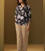 Black and brown viscose reyon printed top and pant co-ord set