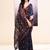 Women's navy blue embellished cotton blend jamdani saree