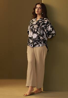 Black and brown viscose reyon printed top and pant co-ord set 3