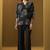 Black viscose reyon printed top and pant co-ord set