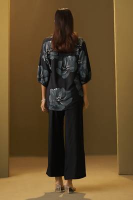 Black viscose reyon printed top and pant co-ord set 2