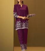 Maroon rayon floral printed co-ord set for women