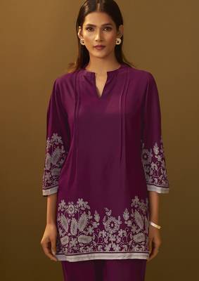 Maroon rayon floral printed co-ord set for women 4