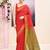 Women's red embellished cotton blend jamdani saree