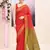 Women's red embellished cotton blend jamdani saree