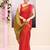 Women's red embellished cotton blend jamdani saree