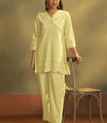 Women’s pure cotton yellow schiffli co-ord set