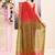 Women's red embellished cotton blend jamdani saree