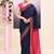 Women's navy blue embellished cotton blend jamdani saree